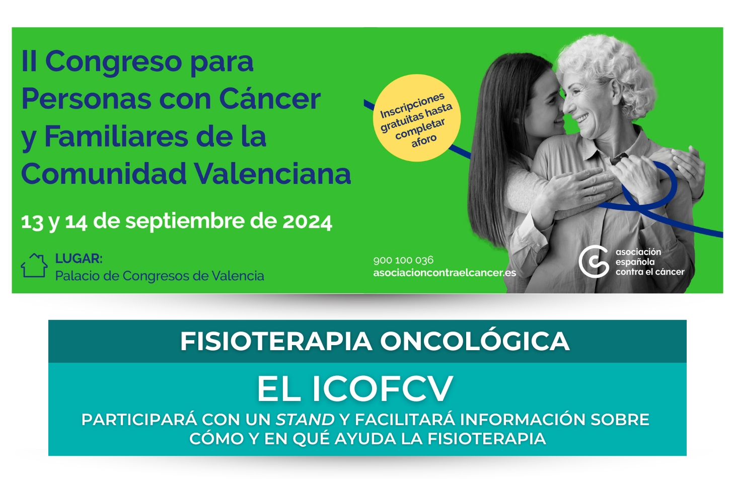 El ICOFCV participará en el II Congreso para Personas con Cáncer y Familiares de la AECC Comunidad Valenciana