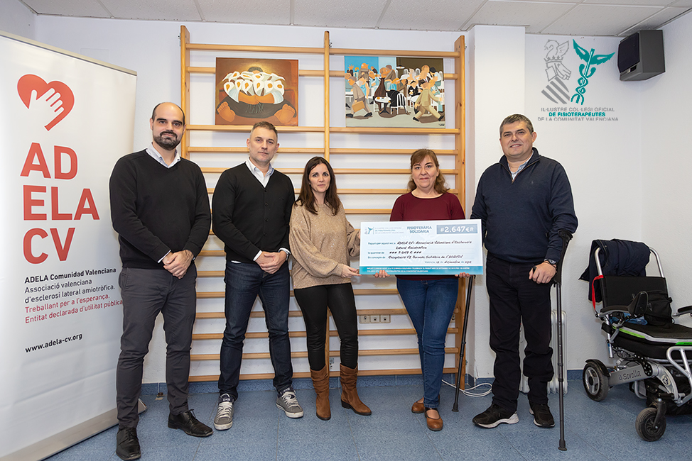 El Colegio de Fisioterapeutas de la Comunidad Valenciana dona más de 2.600 euros a la asociación de personas con ELA