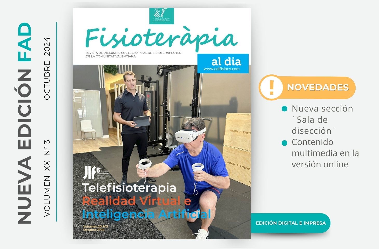 “Telefisioterapia, realidad virtual e inteligencia artificial” monográfico del nuevo número de nuestra revista colegial FAD 