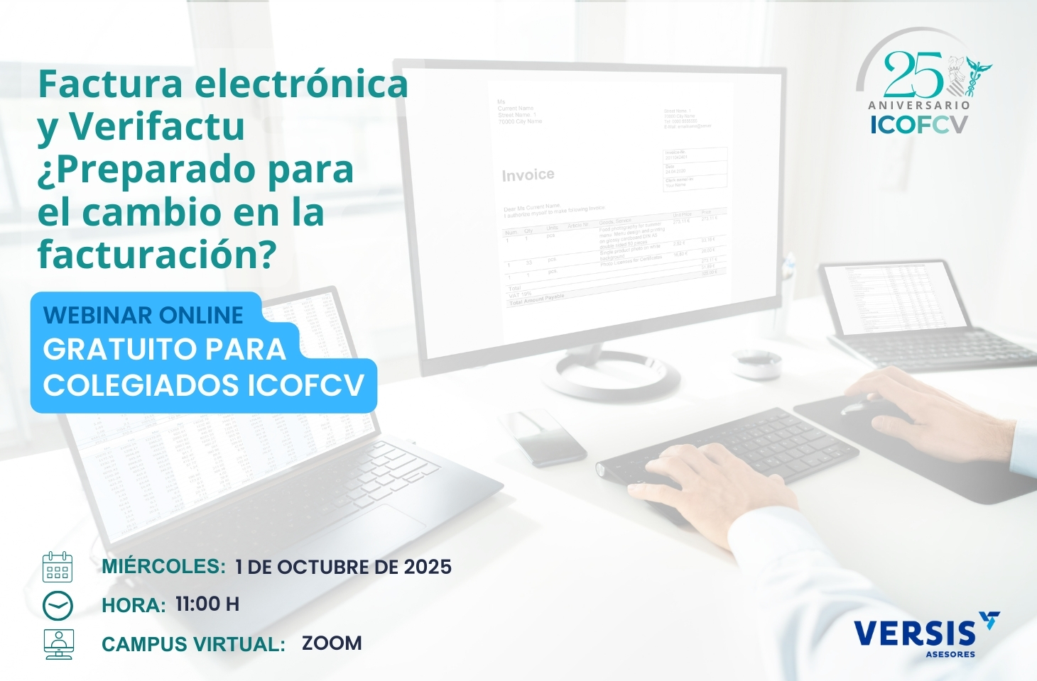 Sesión formativa online sobre factura electrónica y Verifactu: ¿Preparado para el cambio en la facturación? Sesión formativa online sobre factura electrónica y Verifactu: ¿Preparado para el cambio en la facturación?