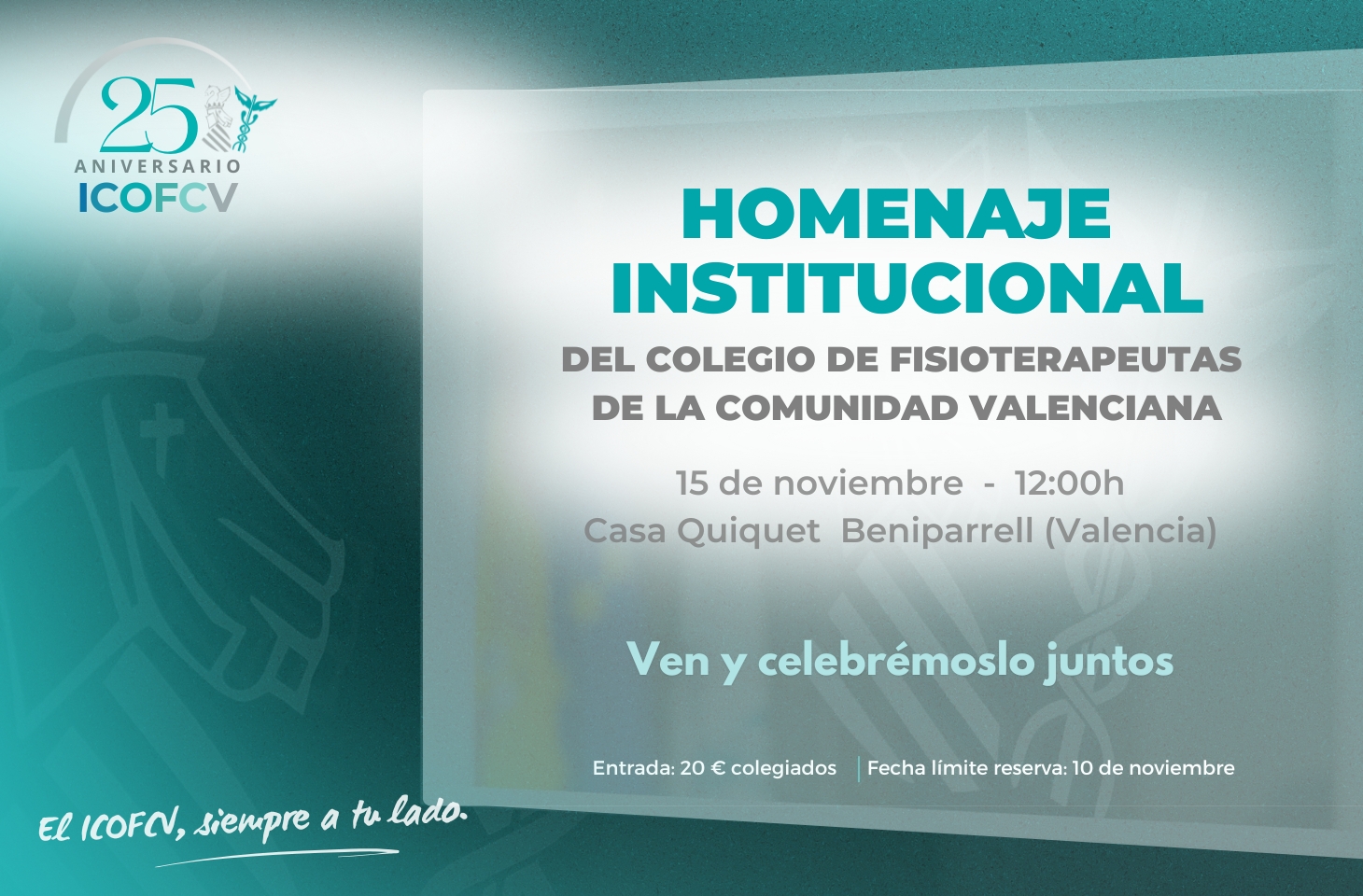 El ICOFCV celebrará su Homenaje Institucional el 15 de noviembre en Casa Quiquet El ICOFCV celebrará su Homenaje Institucional el 15 de noviembre en Casa Quiquet