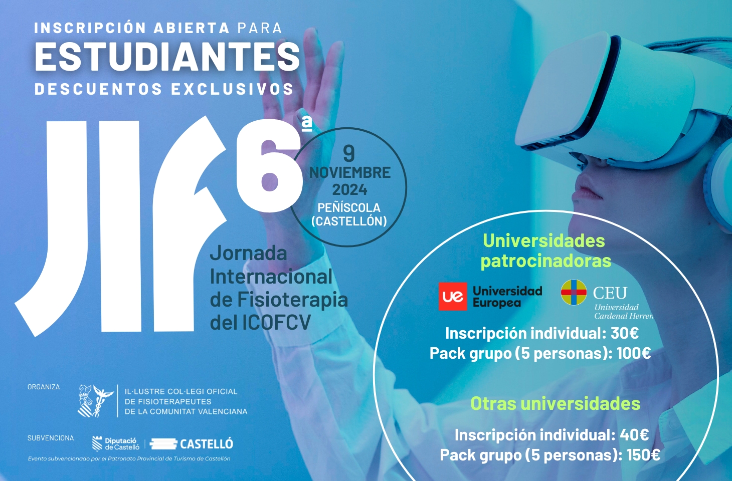 ¡Abrimos las inscripciones para estudiantes a la VI Jornada Internacional de Fisioterapia! 