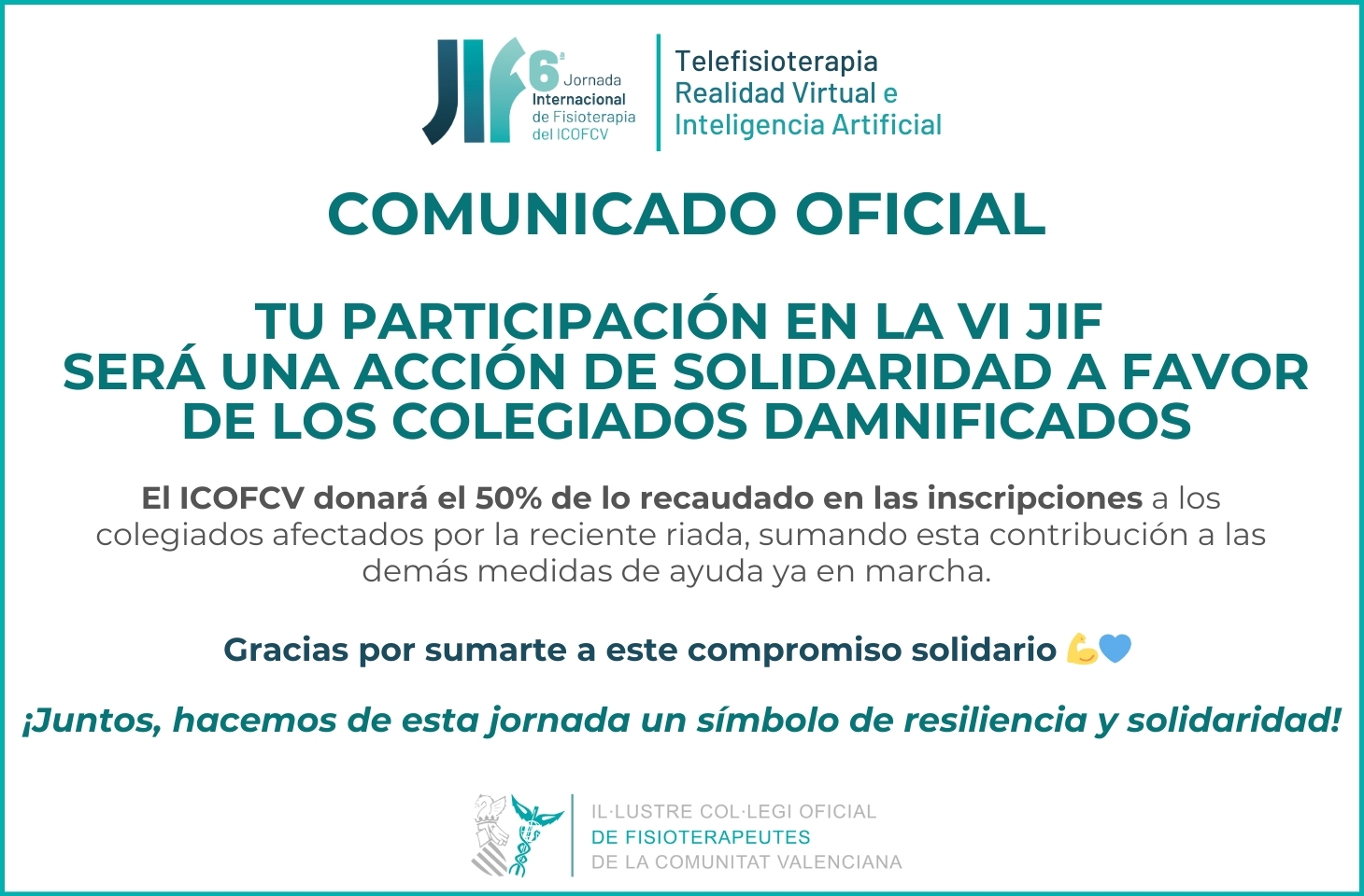 Tu participación en la VI JIF será una acción de solidaridad