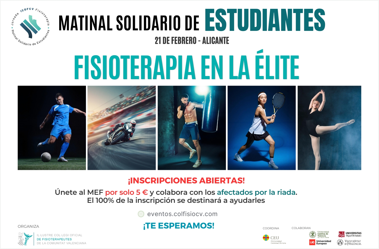 21 de febrero: Matinal Solidario de Estudiantes de Fisioterapia del ICOFCV. ¡Inscripciones abiertas!