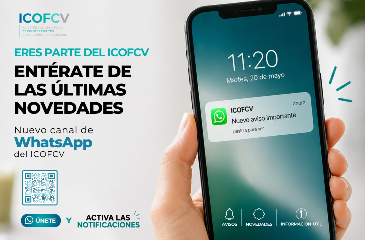 Eres parte del ICOFCV. Súmate al nuevo canal de WhatsApp