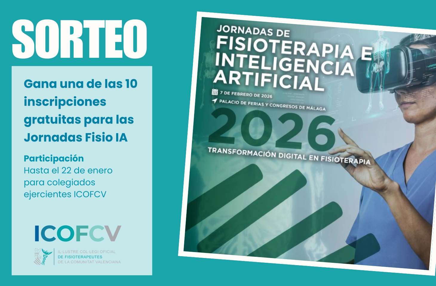 El ICOFCV facilita la asistencia a las Jornadas Fisio IA con un sorteo de 10 inscripciones gratuitas