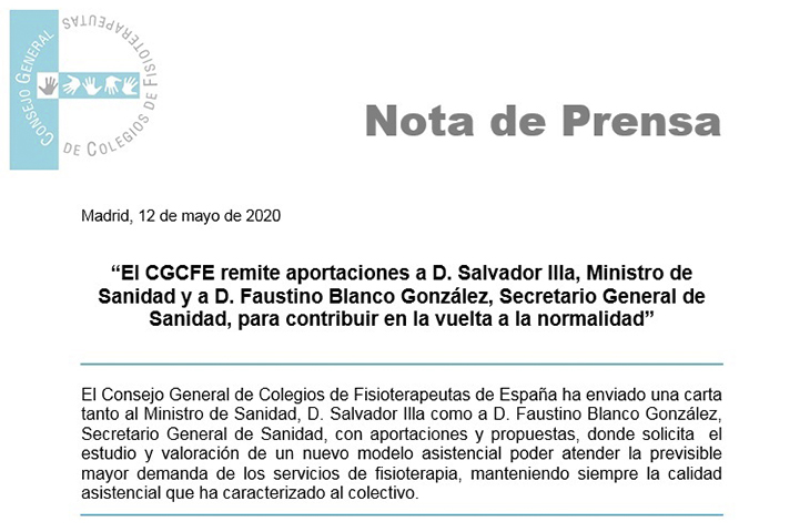 El CGCFE remite aportaciones al Ministerio de Sanidad para contribuir en la vuelta a la normalidad 