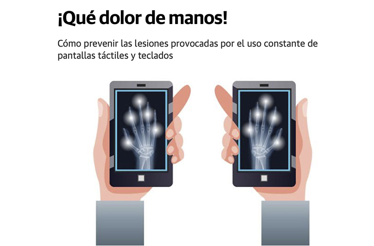 dolor manos -Cómo prevenir las lesiones provocadas por el uso constante de pantallas táctiles y teclados